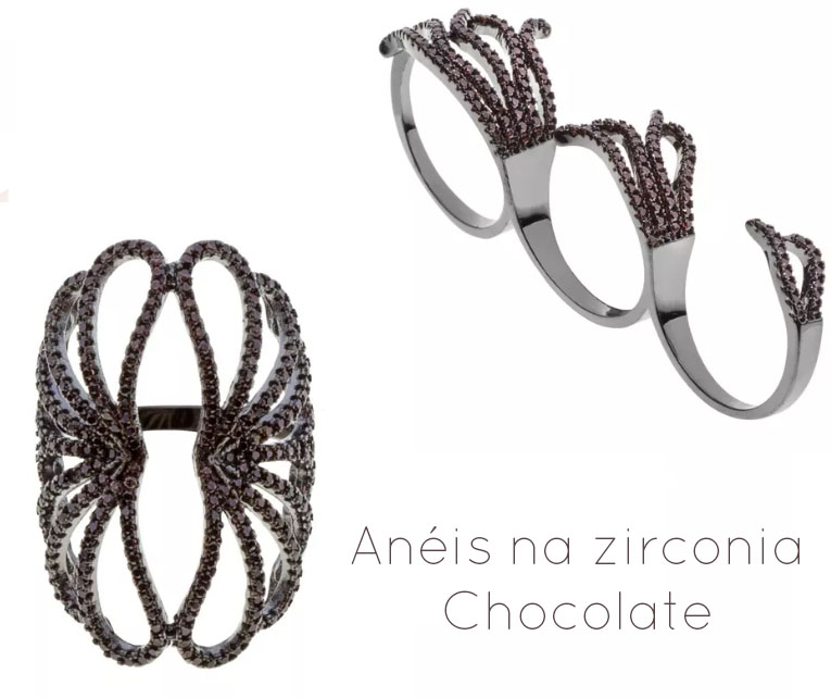 aneis rodio negro zirconias chocolate waufen joias