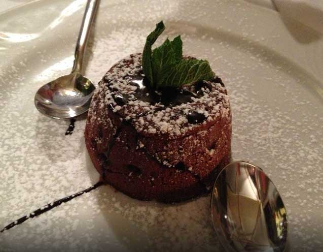 Petit Gateau no restaurante em Roma