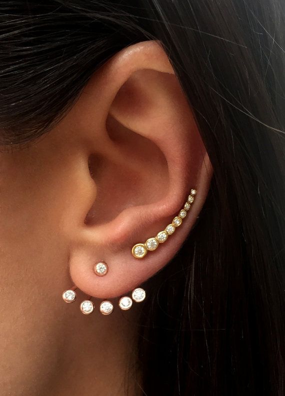 Ear jacket e earcuff de zirconias semi joias