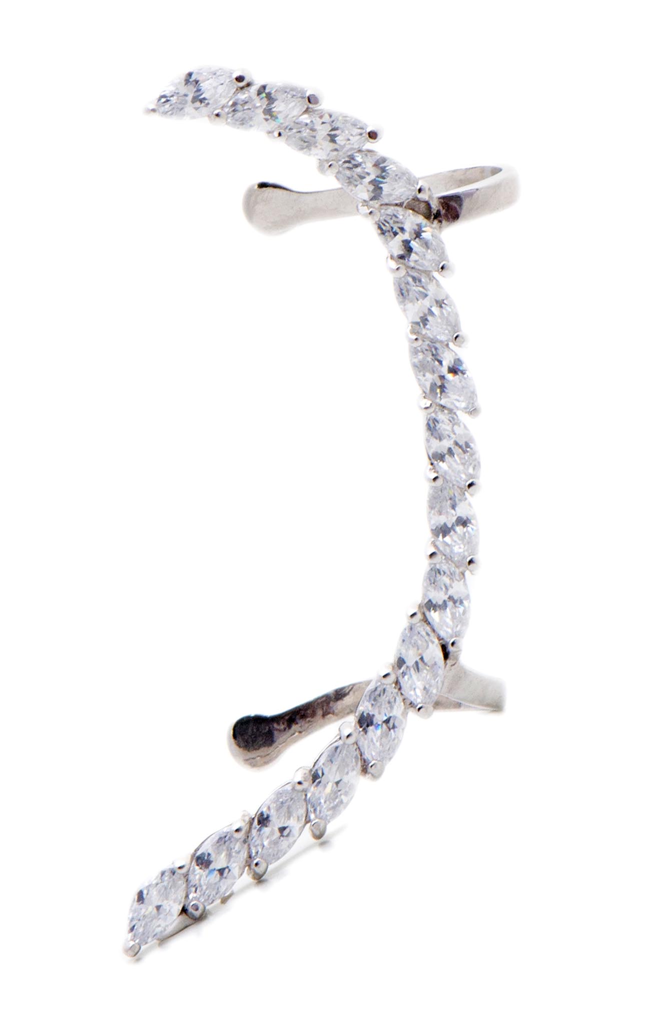 Brinco ear cuff prata 925 rodio semijoia