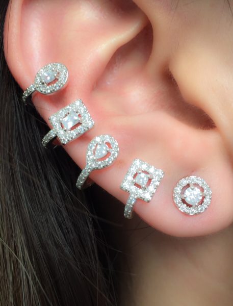 ear cuff zirconias rodio branco