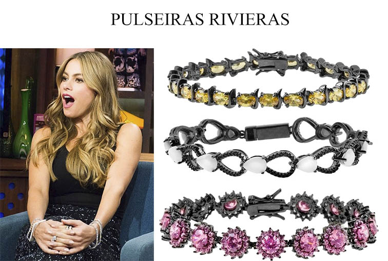 Pulseiras modernas rivieras coloridas semi joias