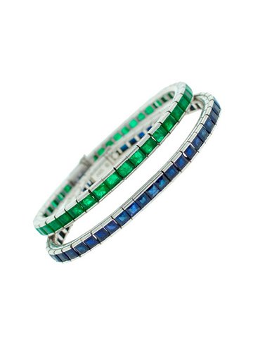 Pulseiras rivieras azul e verde