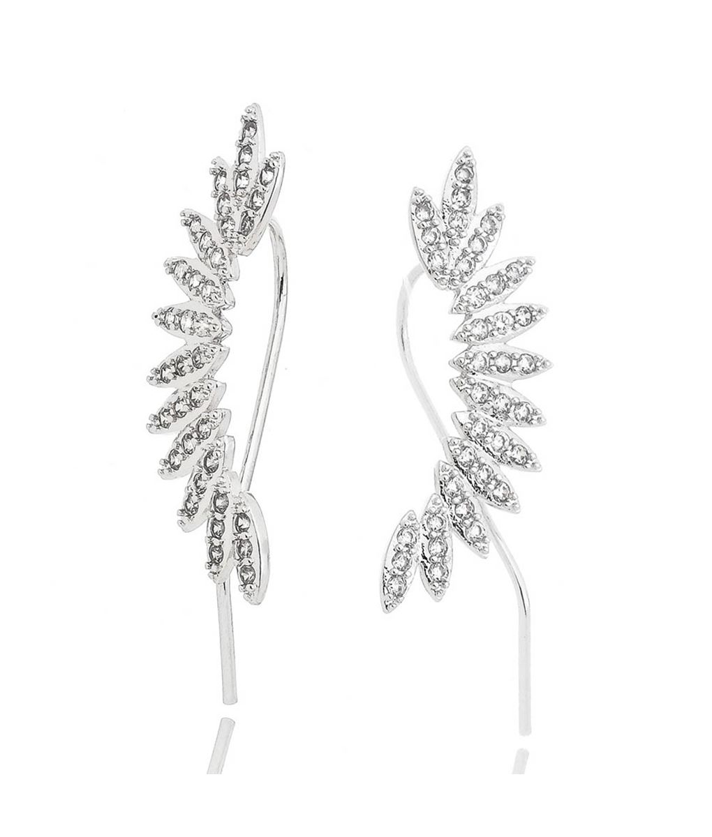 ear cuff folhinhas da moda semi joias zirconias