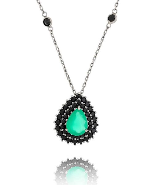 colares esmeralda com zirconias negras e corrente tiffany semijoia da moda