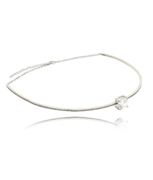 choker prata com zirconias cristais semi joias online