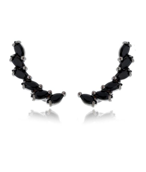 ear cuff negro com banho de rodio negro semi joias da moda