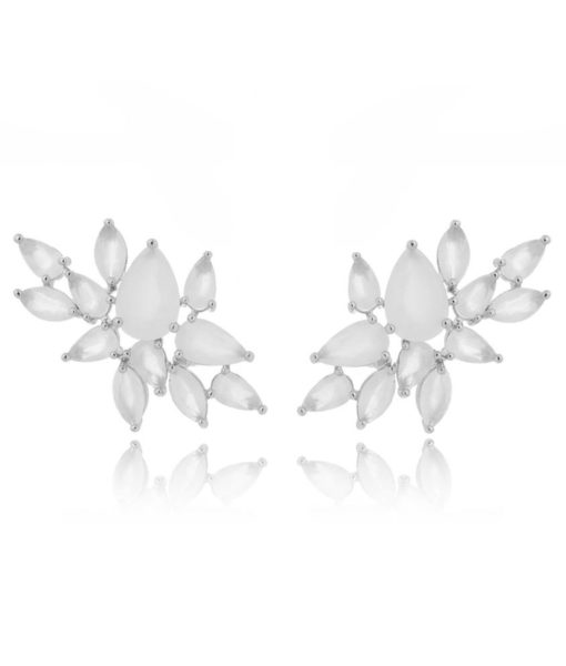 ear cuff branco delicado com banho de rodio semi joias online