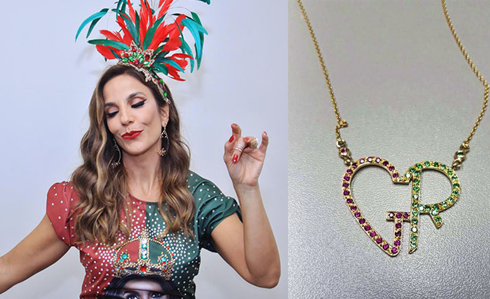 O colar é de ouro, com rubis e esmeraldas cravadas. A peça da designer Cláudia Bertina é avaliada em 15 mil reais