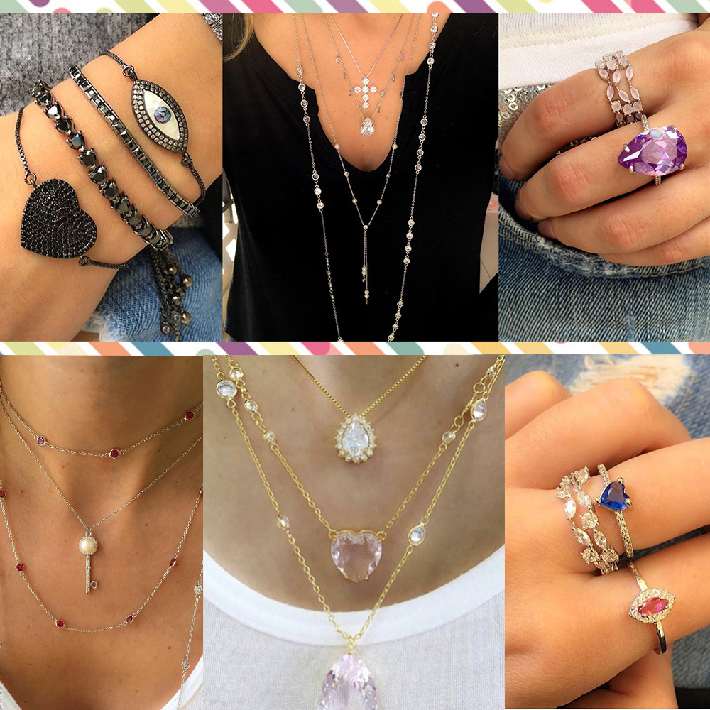 Mix de colares anéis e pulseiras