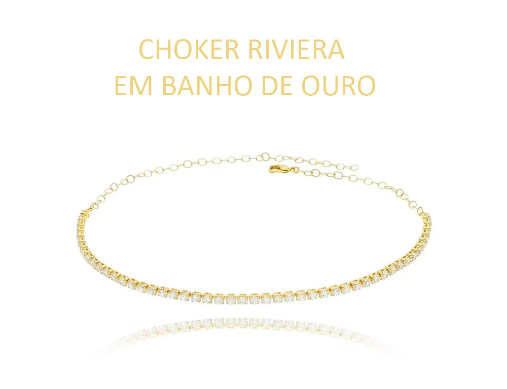 Choker Riviera em Banho de Ouro