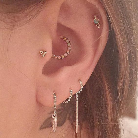 Tragus Helix Daith Piercing