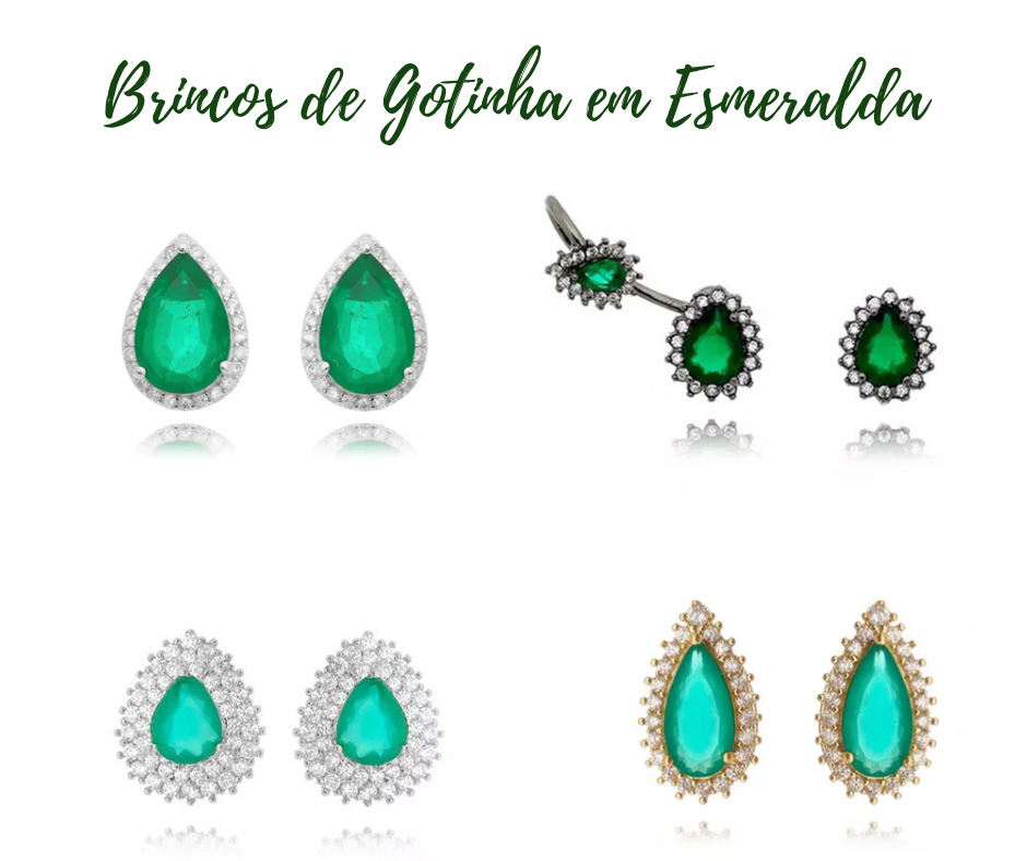 Brincos de Gotinha em esmeralda