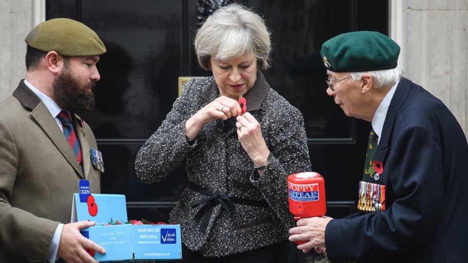 Broche de flor vermelha Theresa May