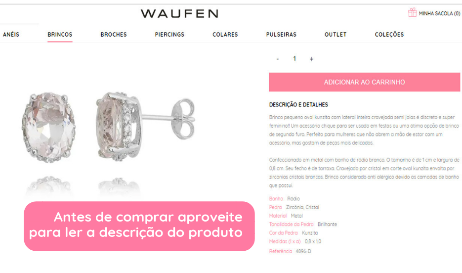 Comprar joias online descrição