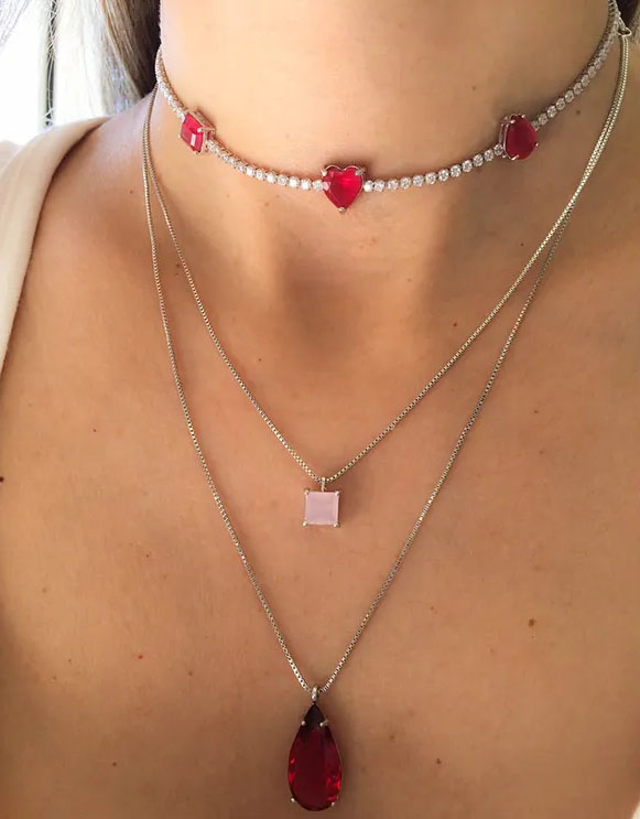 Choker coração rubi