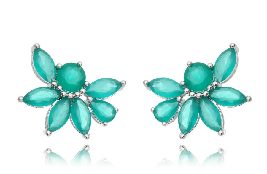 brinco ear cuff esmeralda flor