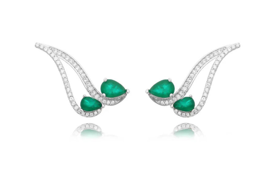 brinco ear cuff esmeralda luxo