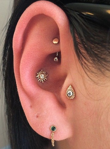 conch piercing boho