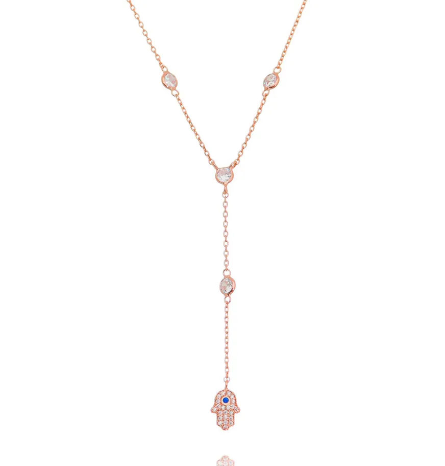 colares em ouro rose gravatinha hamsa