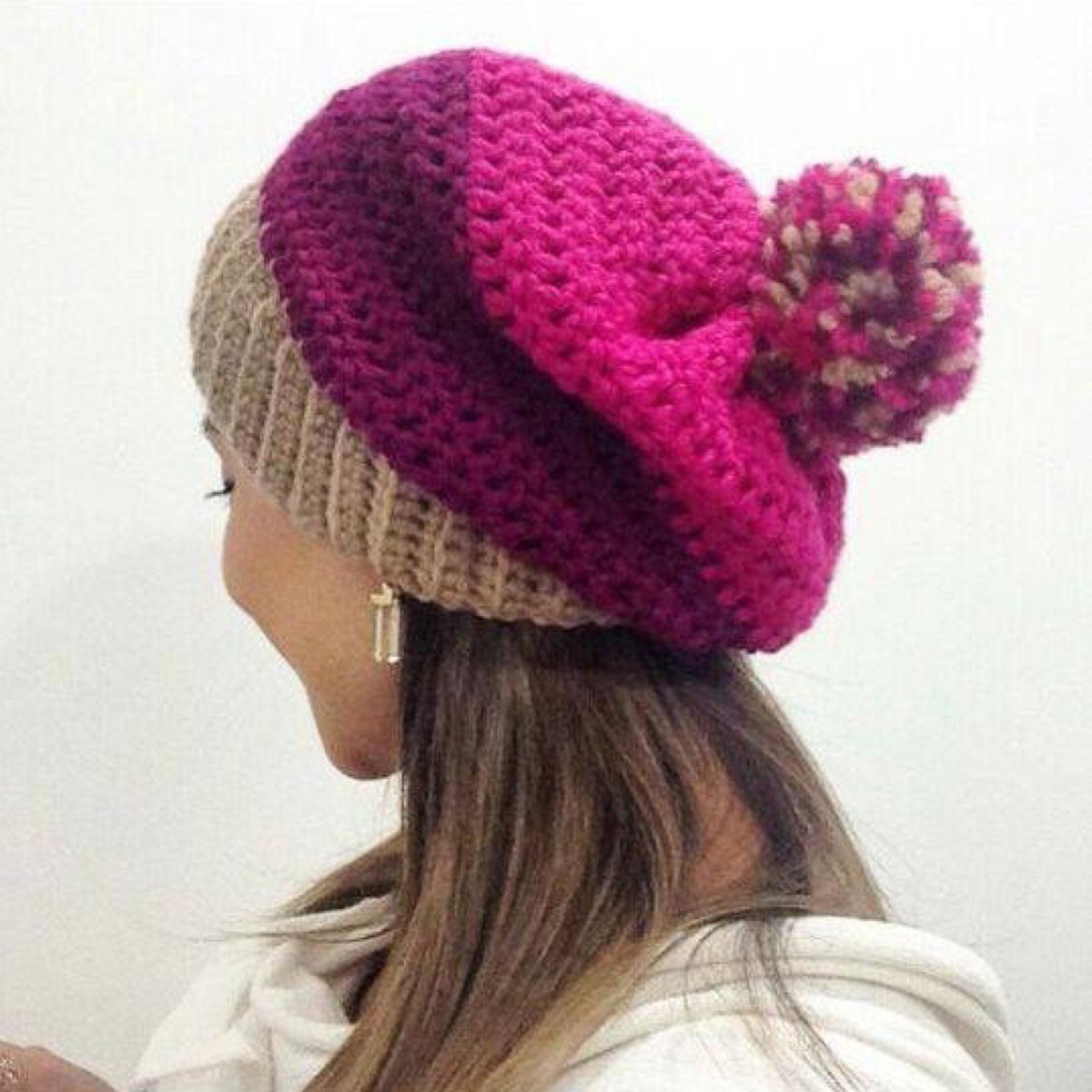 toucas e gorros croche rosa