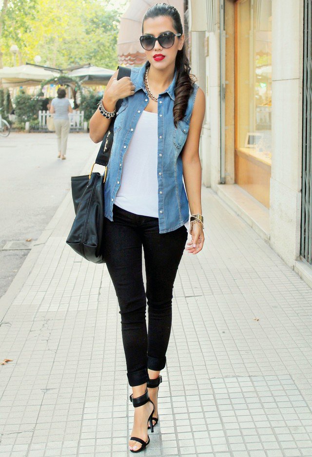 colete jeans com look sofisticado