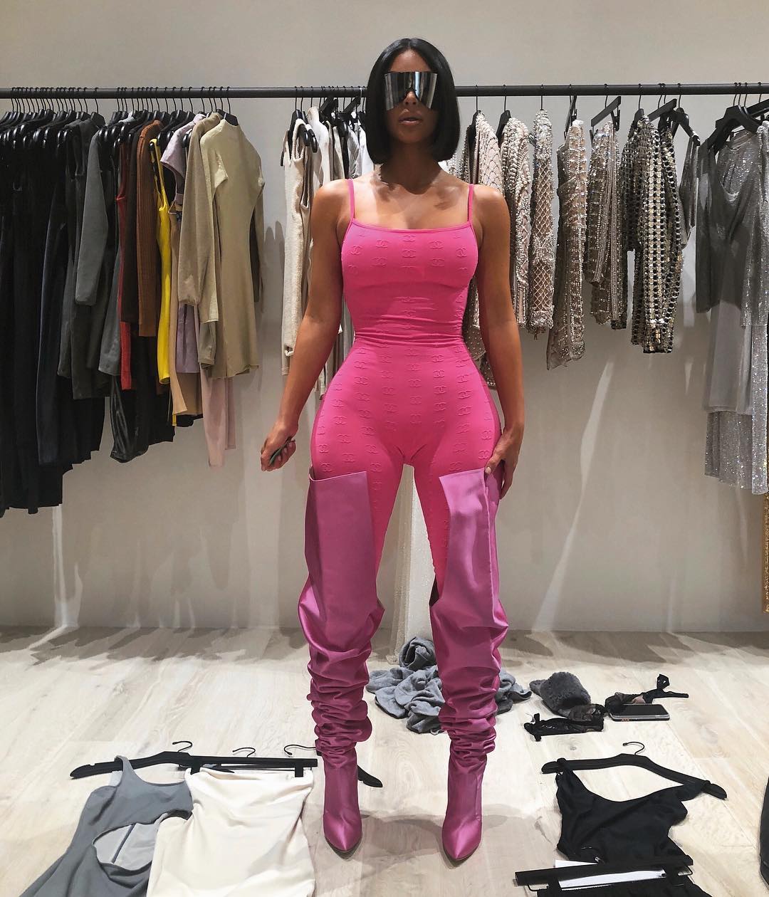 kim kardashian jumpsuit pink