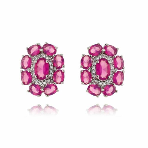 Brinco Oval Rubi Com Zirconias Semi Joias De Luxo Online