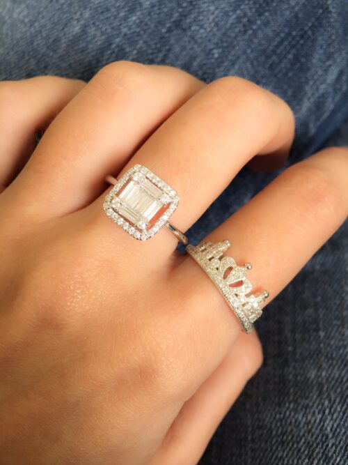 Anel De Coroa Em Prata 925 Com Zirconias Brancas Joia Fina - Image 2