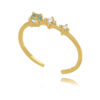 Skinny ring Meghan Markle agua marinha e zirconias prata 925 banho ouro