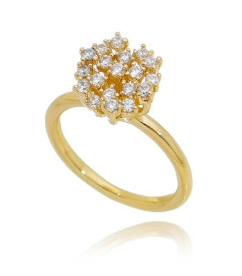 Anel chuveiro grande de zirconias banho ouro 18k semi joia