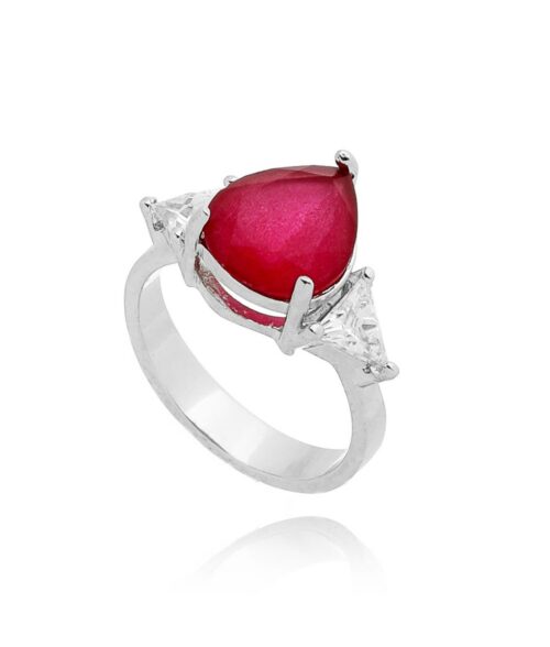 anel com pedra rubi e banho de rodio joias delicadas waufen