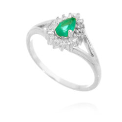 Anel de dedinho ou anel de falange gotinha esmeralda prata 925