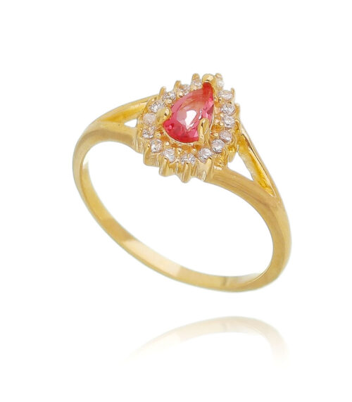 Anel pinky finger ou anel de falange rubelita prata 925 banho ouro