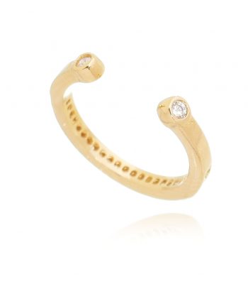 Anel  falange cravejado de zirconias brancas banho ouro