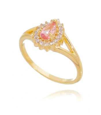 Anel de dedinho ou anel de falange gotinha safira rosa prata 925 banho ouro