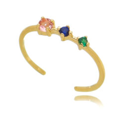 Anel fininho skinny ring colors prata 925 banho ouro