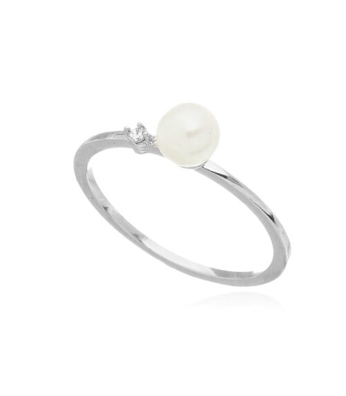 Anel de perola shell e zirconia prata 925