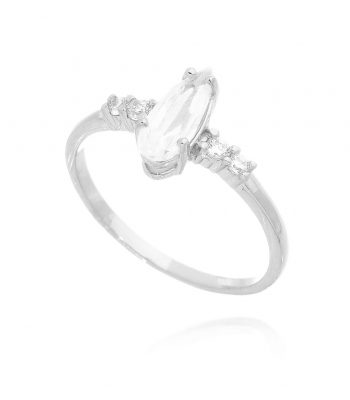 Anel sofisticado de gota alongada e zirconias prata 925