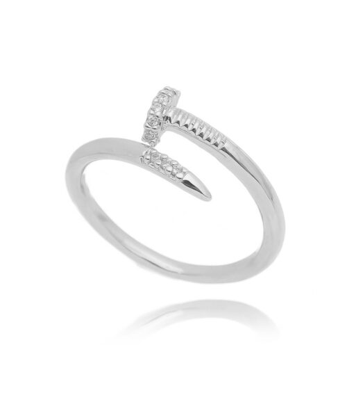 Anel de prego cravejado zirconias prata 925