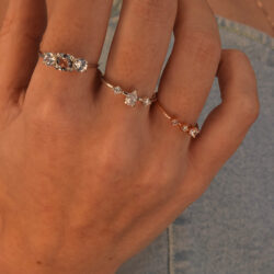 conjunto de anéis delicados com pedras zirconias coloridas joias da moda em prata 925 waufen