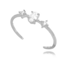 Anel fininho ajustavel skinny ring oval zirconias prata 925