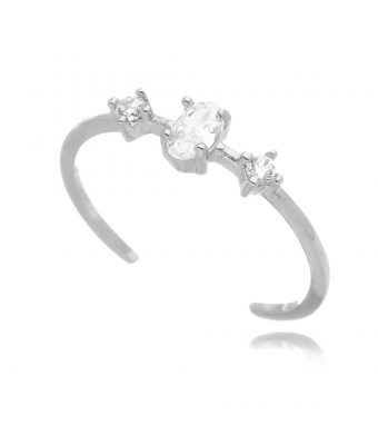 Anel fininho ajustavel skinny ring oval zirconias prata 925