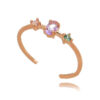 Skinny ring estilo Meghan Markle pedrinhas coloridas prata 925 rose gold