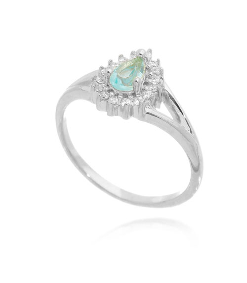 Anel pinky finger ou anel de falange gota agua marinha prata 925