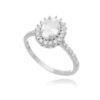 Anel oval princesa zirconias brancas rodio semi joia