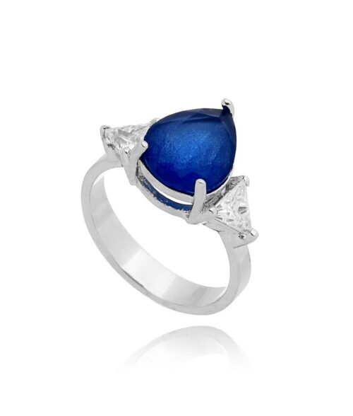 Anel da moda gotinha azul safira leitosa semi joia luxo