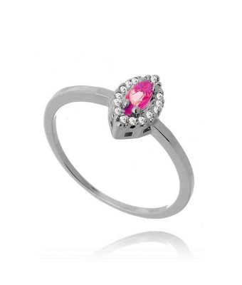 Anel Princesa Zirconia Rubi Rodio Negro Semijoia Classica