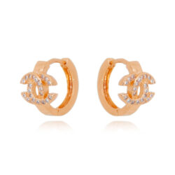Argola Pequena Chanel Zirconias Rose Semijoia