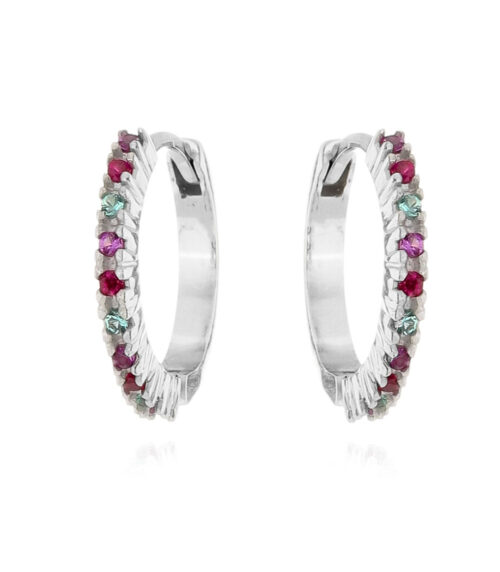 Argola Prata 925 Espinélios Colorido Joia De Luxo Online